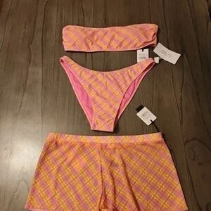 Kendall & Kylie Pink Plaid Swim Set
